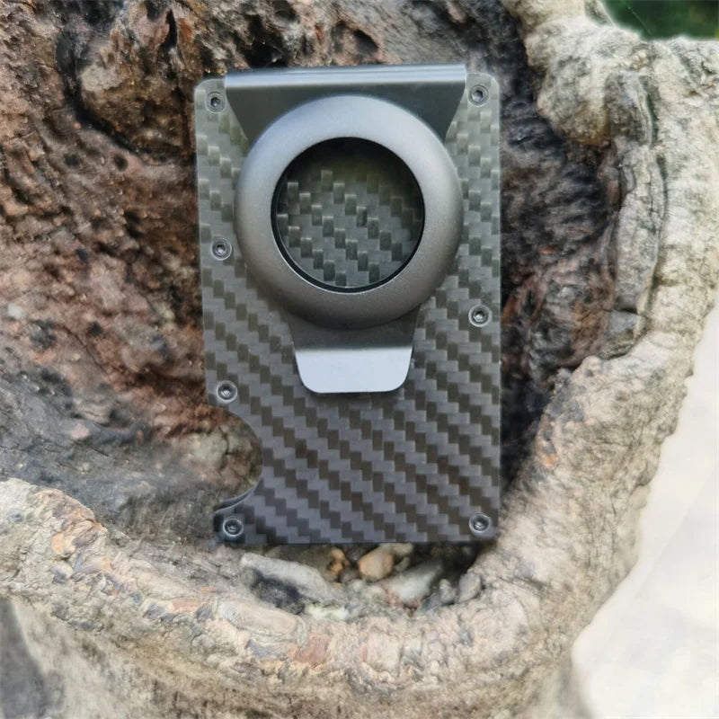 Deksel til Apple AirTag Apple Card holder Rfid Aluminum deksel Metal Wallet Credit ID Men Slim Business Cardholder Cash Strap Apple AirTag Carbon Fiber