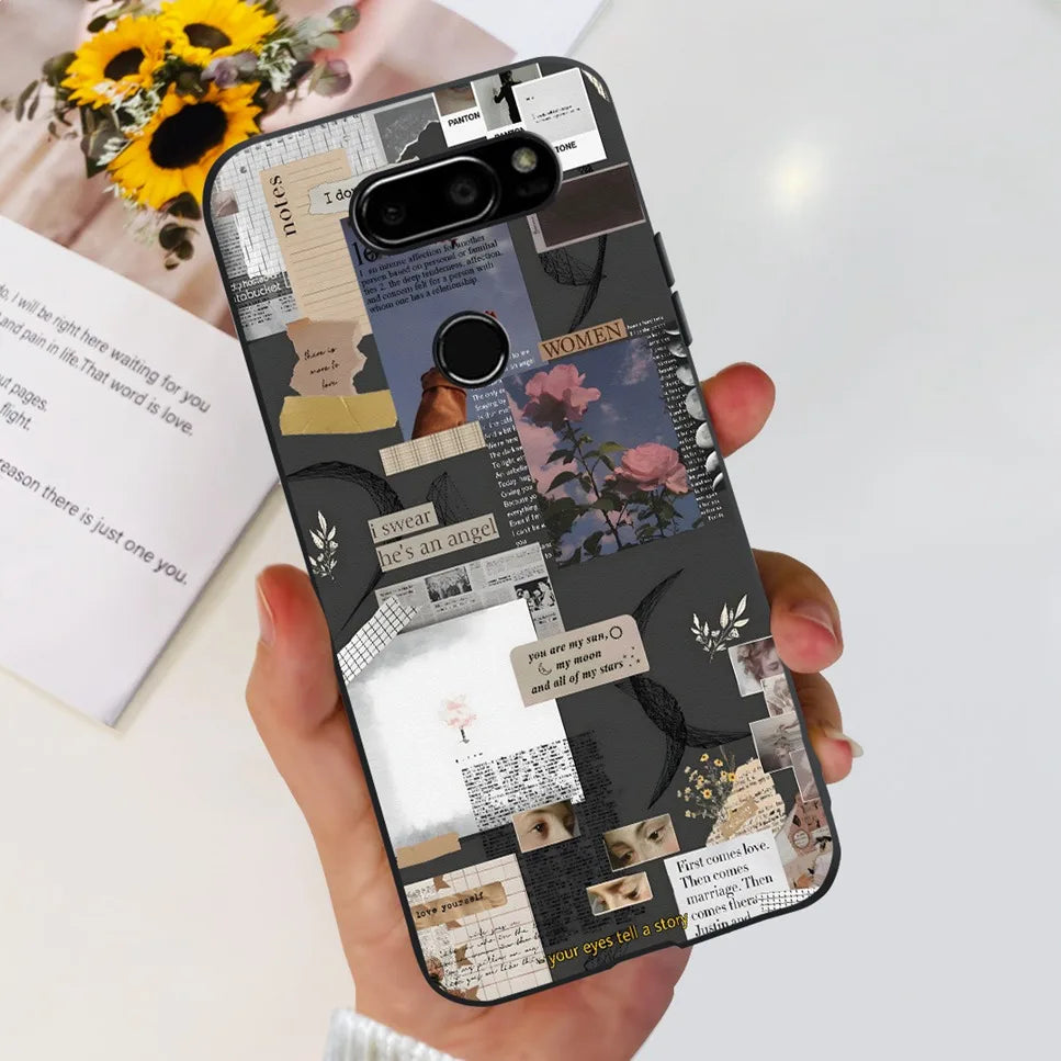 Deksel til LG V30 2017 Case Cute Cartoon Print Flower Soft Silicone TPU Black Cover For LG v30 H930 6.0" Bumper Phone Case Funda