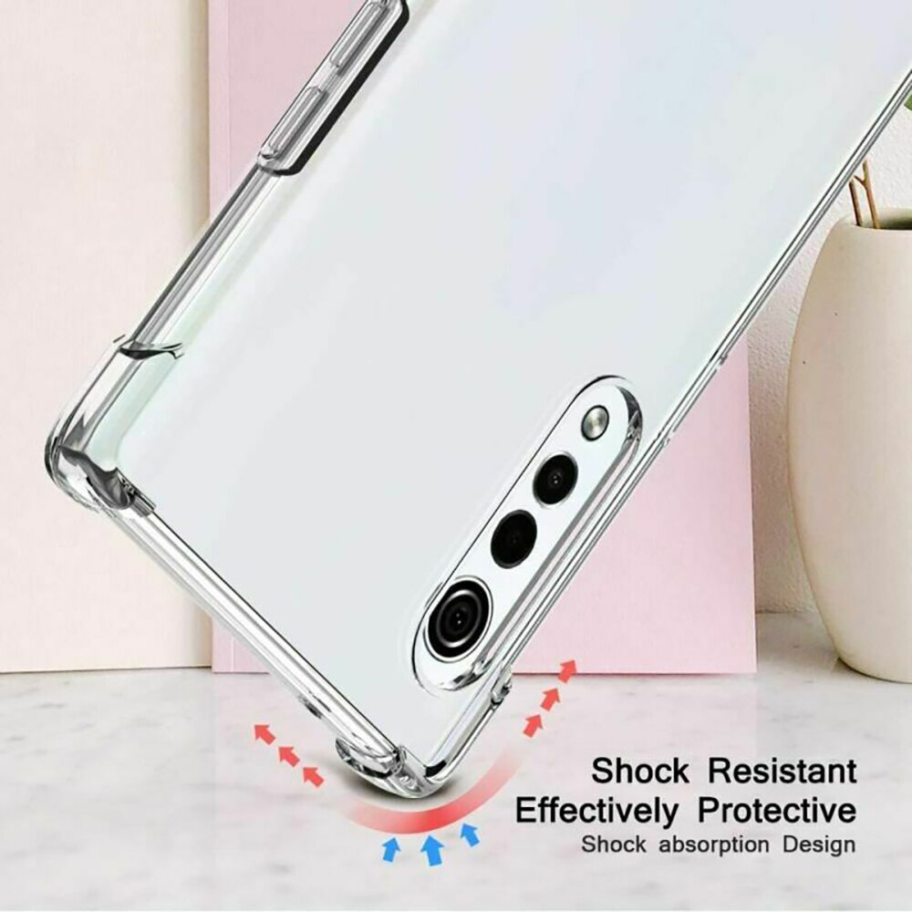 Deksel til LG Velvet 5G Case,Shockproof Clear Transparent Silicone Phone Case For LG Stylo 6 5 K71 K61 K50 Q60 K50S Clear Case Cover