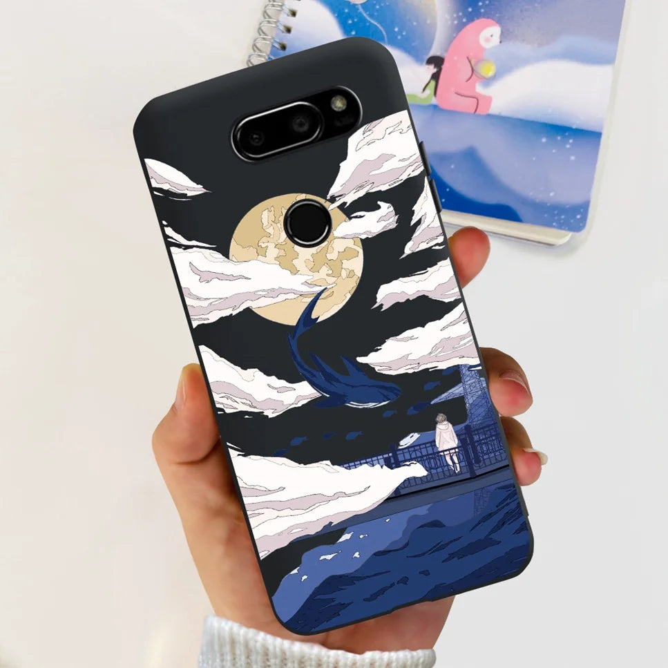 Deksel til LG V30 2017 Case Cute Cartoon Print Flower Soft Silicone TPU Black Cover For LG v30 H930 6.0" Bumper Phone Case Funda