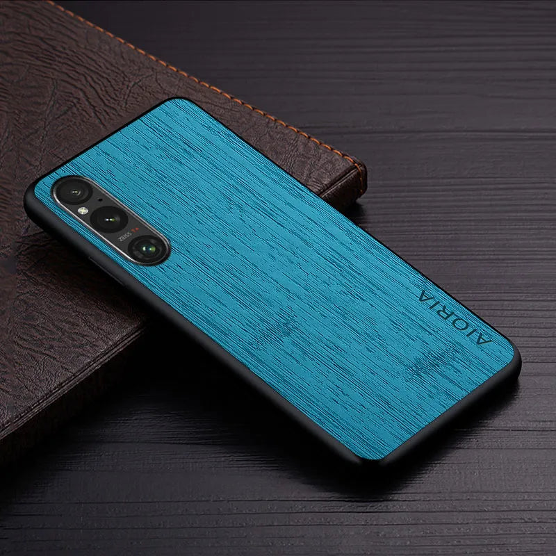 Deksel til Sony Xperia 1 V 10 V 5 V funda bamboo wood pattern Leather phone cover Luxury coque for sony xperia 1 v case