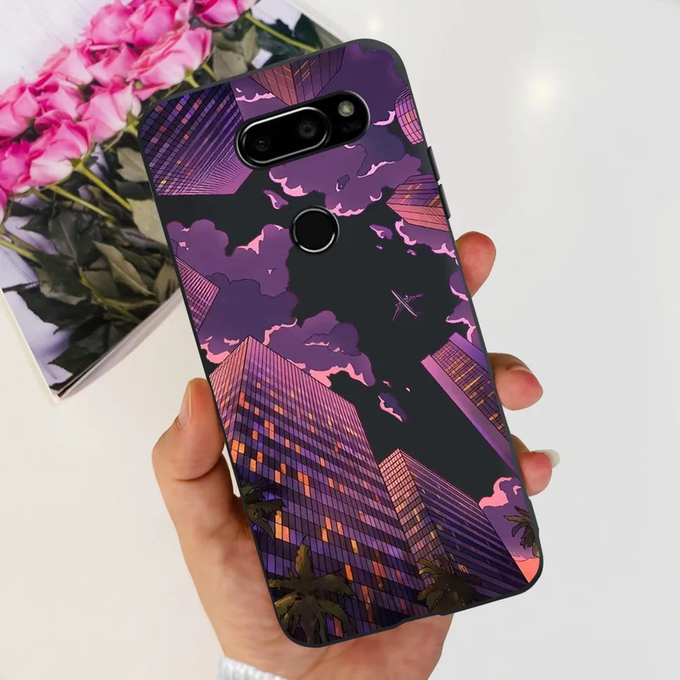Deksel til LG V30 2017 Case Cute Cartoon Print Flower Soft Silicone TPU Black Cover For LG v30 H930 6.0" Bumper Phone Case Funda