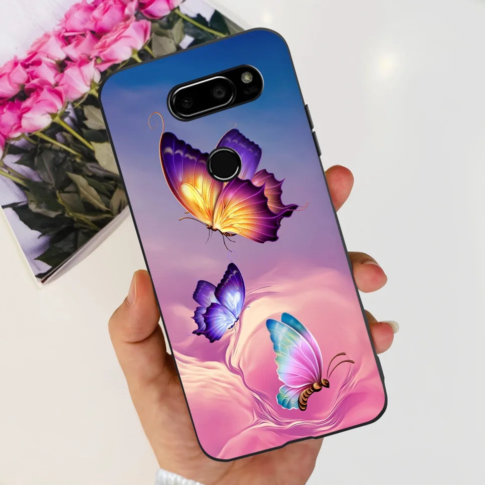 Deksel til LG V30 2017 Case Cute Cartoon Print Flower Soft Silicone TPU Black Cover For LG v30 H930 6.0" Bumper Phone Case Funda