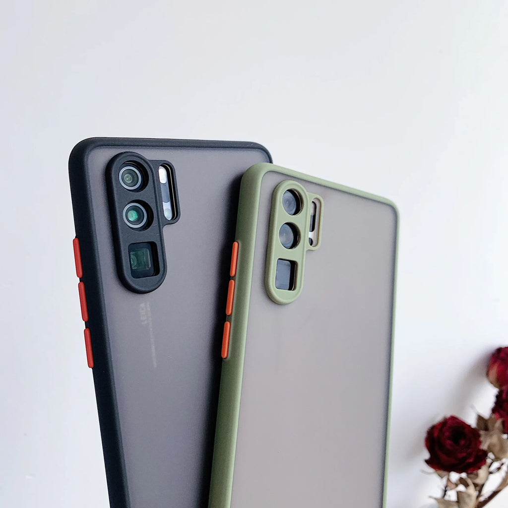 Deksel til Huawei P20 P30 P40 Mate 20 Pro Honor 20 Matte Translucent Shockproof Back Cover Case
