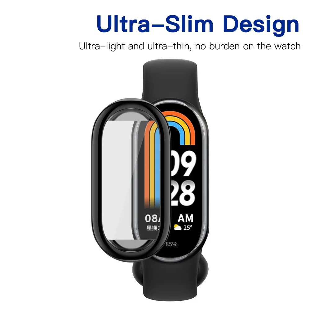 Deksel til Xiaomi Mi Band 8 deksel Full skjermbeskytter Shell Bumper Plated Cases For Mi Band 8 smart watch