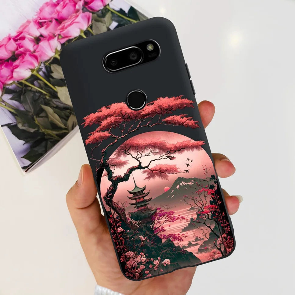 Deksel til LG V30 2017 Case Cute Cartoon Print Flower Soft Silicone TPU Black Cover For LG v30 H930 6.0" Bumper Phone Case Funda