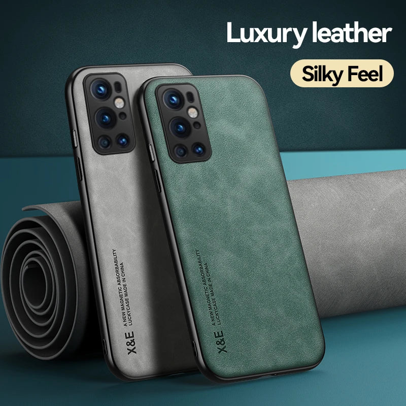 Deksel til Oneplus 8 9 7 Pro Case Leather Texture Car Magnetic Stand Holder Phone Case For One Plus 9RT 7T 8T Nord 9 Pro RT Back Cover