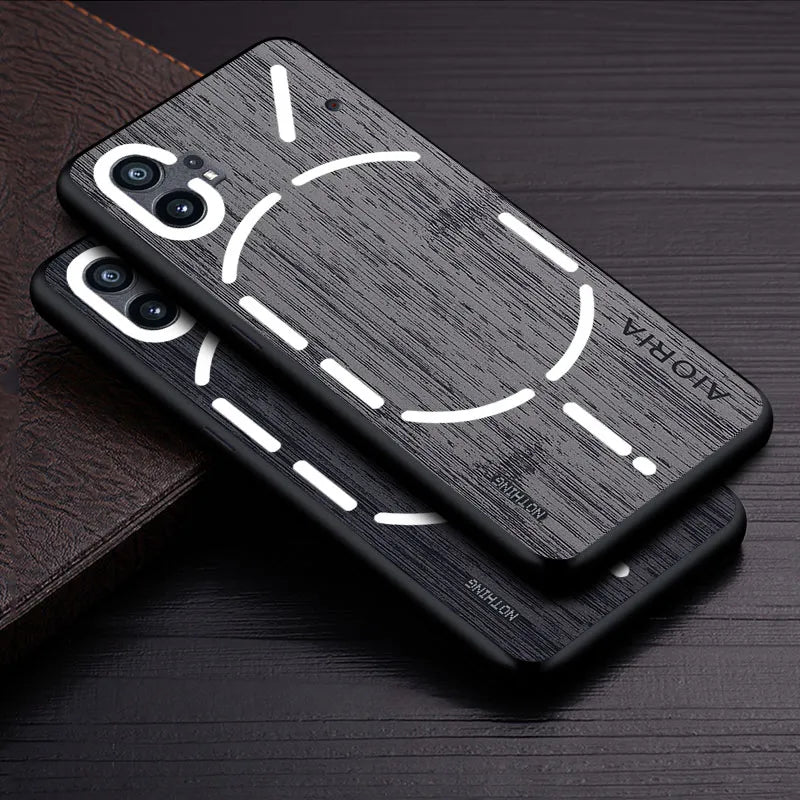 Deksel til Nothing Phone 1 one Nothing Phone1 funda bamboo wood pattern Leather phone cover Luxury coque for nothing phone 1 case