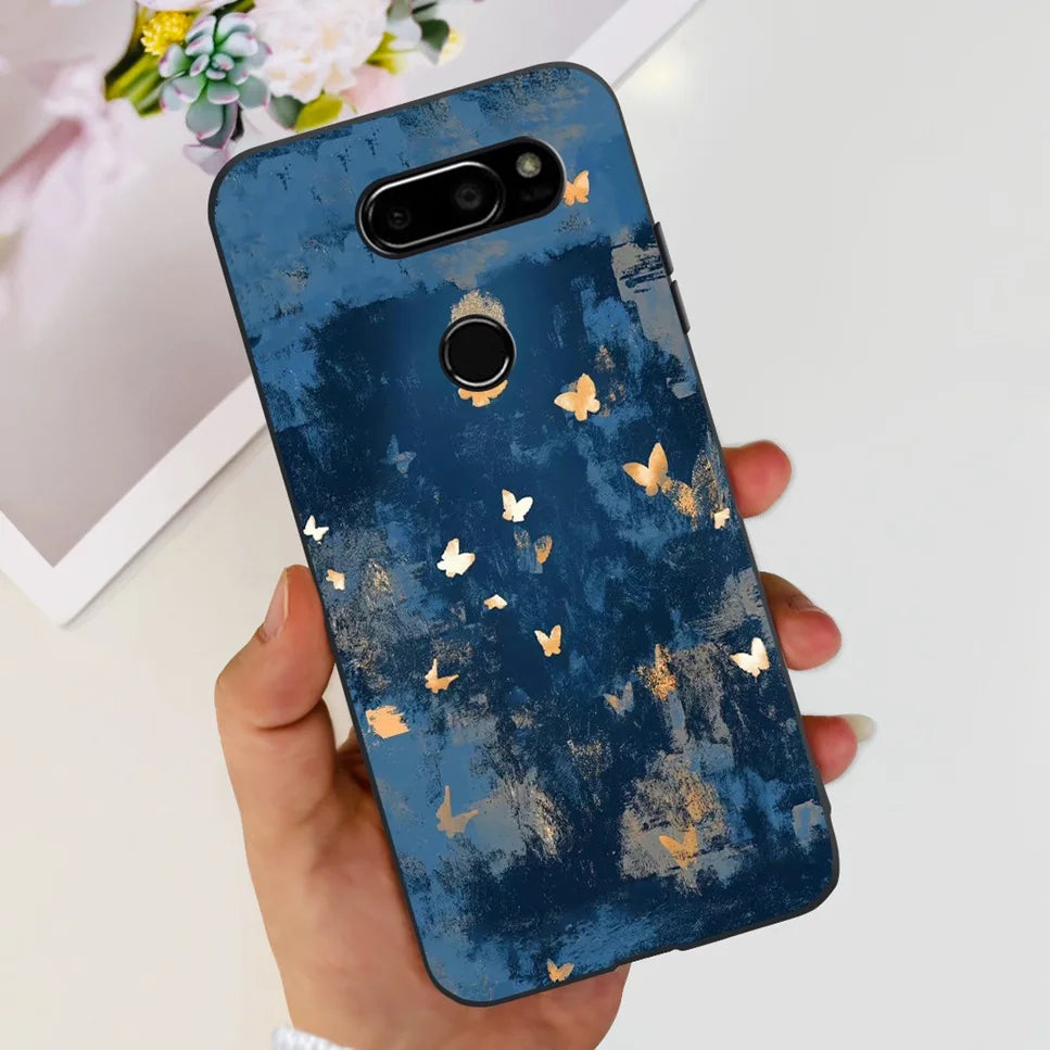 Deksel til LG V30 2017 Case Cute Cartoon Print Flower Soft Silicone TPU Black Cover For LG v30 H930 6.0" Bumper Phone Case Funda