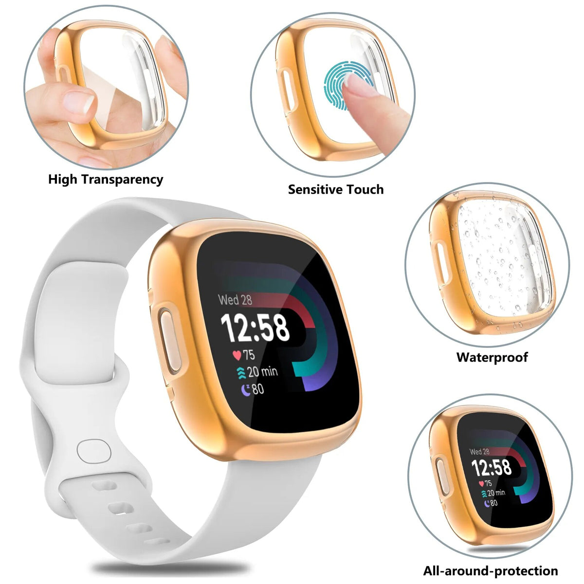 Deksel til Fitbit Versa og Sense galvanisert bumper (Design A)