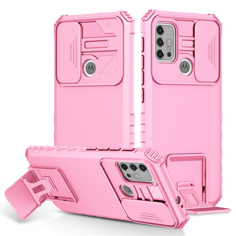 Deksel til Motorola Moto G10 G20 G30 G50 5G G22 G42 G52 Shockproof Armor Camera Lens Case For E20 E30 E40 E32 Kickstand Stand Cover