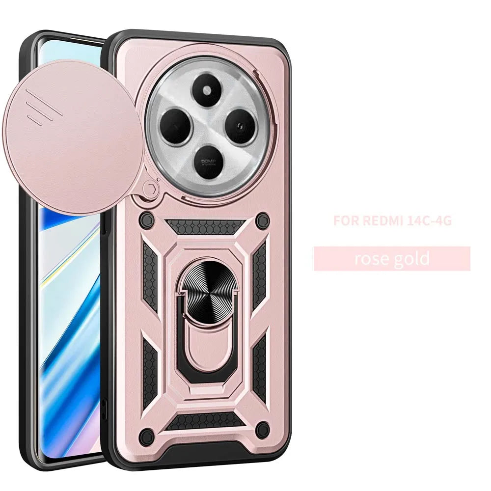 Deksel til Xiaomi Redmi 14C 4G Car Holder Phone deksel For Redmi 14C Camera Lens Protection Fundas
