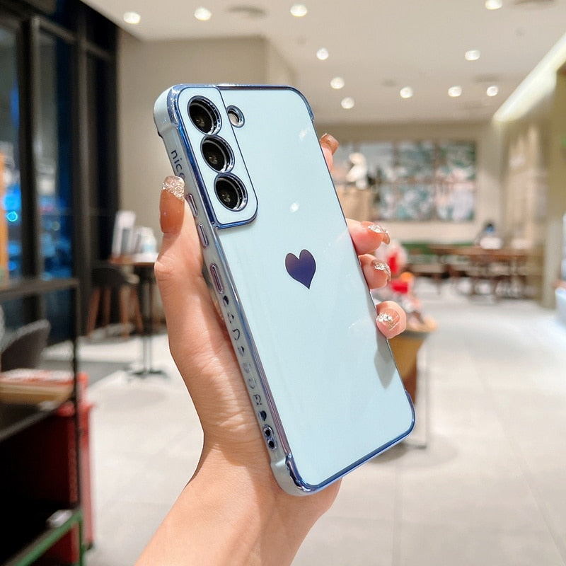 Deksel til Samsung Galaxy S22 S23 Ultra S21 S20 FE A52 A53 S22 Plus A13 A54 A14 Love Heart Side Pattern Phone deksel