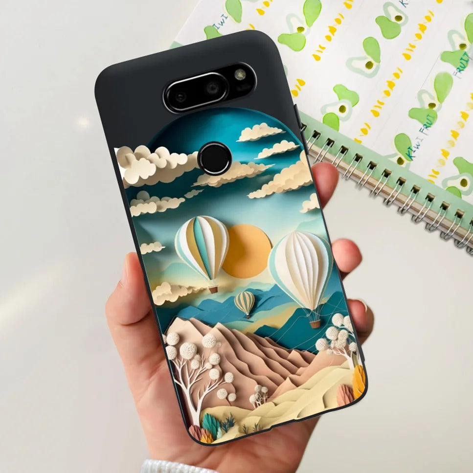 Deksel til LG V30 2017 Case Cute Cartoon Print Flower Soft Silicone TPU Black Cover For LG v30 H930 6.0" Bumper Phone Case Funda