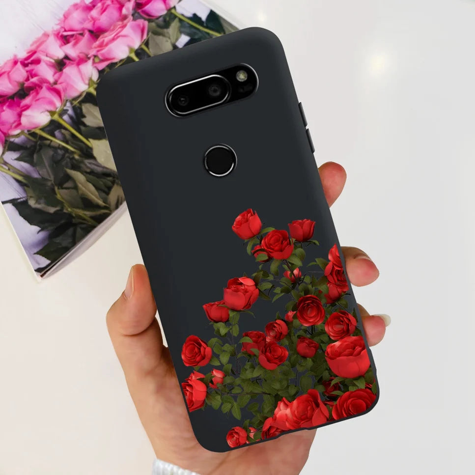 Deksel til LG V30 2017 Case Cute Cartoon Print Flower Soft Silicone TPU Black Cover For LG v30 H930 6.0" Bumper Phone Case Funda