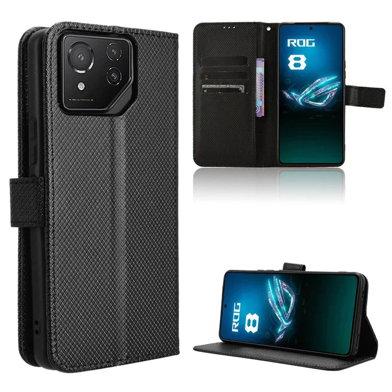 Deksel til Asus Rog Phone 9 8 Pro Magnetic Book Cover Holder Luxury Phone Fundas Shell Coque Capa