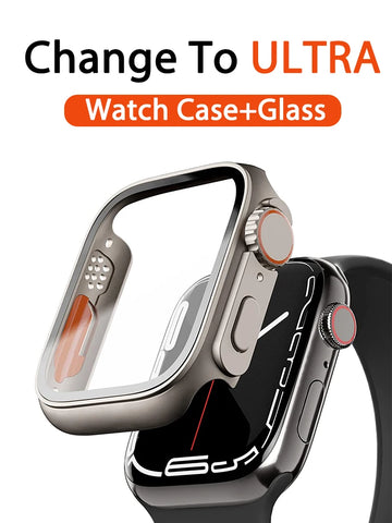 Deksel til Apple Watch Case 45mm 41mm 44mm 40mm 42mm 38mm Glass Appearance Upgrade ultra iWatch Series 9 8 7 SE SE2 6 5 4