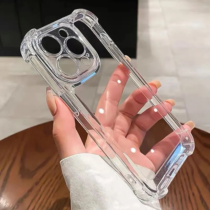 Deksel til iPhone 15 14 13 12 11 Pro Max 14 15 Plus Silicone Bumper Transparent Hard baksidedeksel