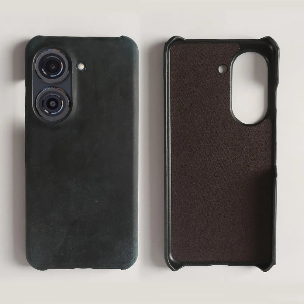 Deksel til Asus Zenfone 10 9 Real Cowhide Crazy Horse Pattern Phone Cover Housing Coque Back Shell