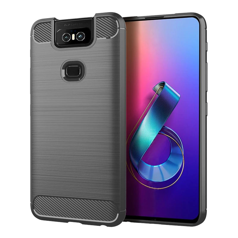 Deksel til Asus Zenfone 6 Case Shockproof Back Cover For zenfone 6z Soft Phone Cases for ASUS zs630kl Carbon Fiber Case Coque Fundas