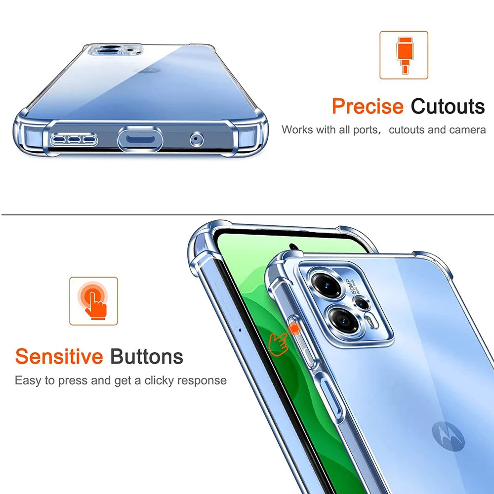 Deksel til Motorola Moto G13 G23 G53 G73 G22 G32 G42 G52 G62 5G G72 G82 Clear Transparent Protector Cover