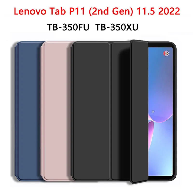 Deksel til Lenovo Tab P11 (2nd Gen）2022 11.5 TB-350FU TB-350XU Flexible Soft Silicon Shell Stand Flip Smart Cover