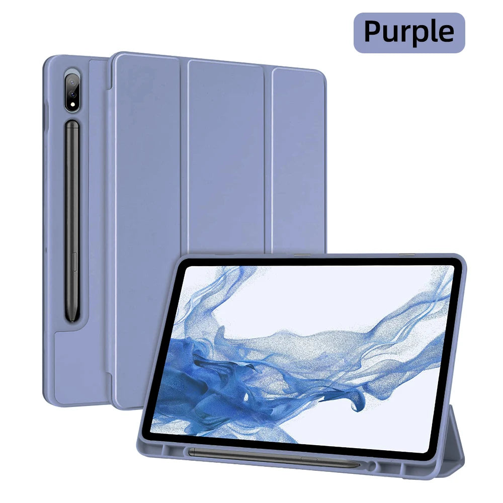 Deksel til Samsung Galaxy Tab S8 Ultra 14.6 S8 Plus S7 Plus S7 FE 12.4 S7 S8 11 S6 Lite 10.4 med penneholder