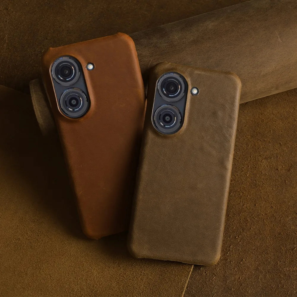 Deksel til Asus Zenfone 10 9 Real Cowhide Crazy Horse Pattern Phone Cover Housing Coque Back Shell
