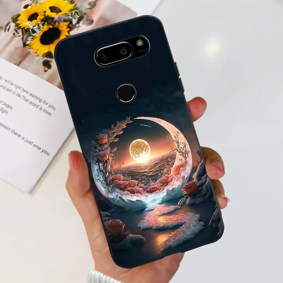 Deksel til LG V30 2017 Case Cute Cartoon Print Flower Soft Silicone TPU Black Cover For LG v30 H930 6.0" Bumper Phone Case Funda