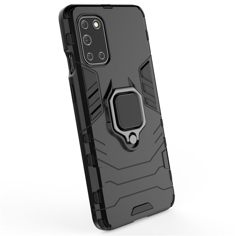 Deksel til OnePlus 8T 9 8 7 Pro 9R 10R Nord CE 2 Lite N20 N10 5G Hard PC TPU Bumper Metal Ring Stand Back Cover