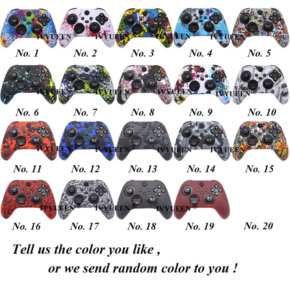 Deksel til XBox Series S X Wireless Controller Water Transfer Printing Protective Silicone Case Skin with Thumb Stick Grip Caps