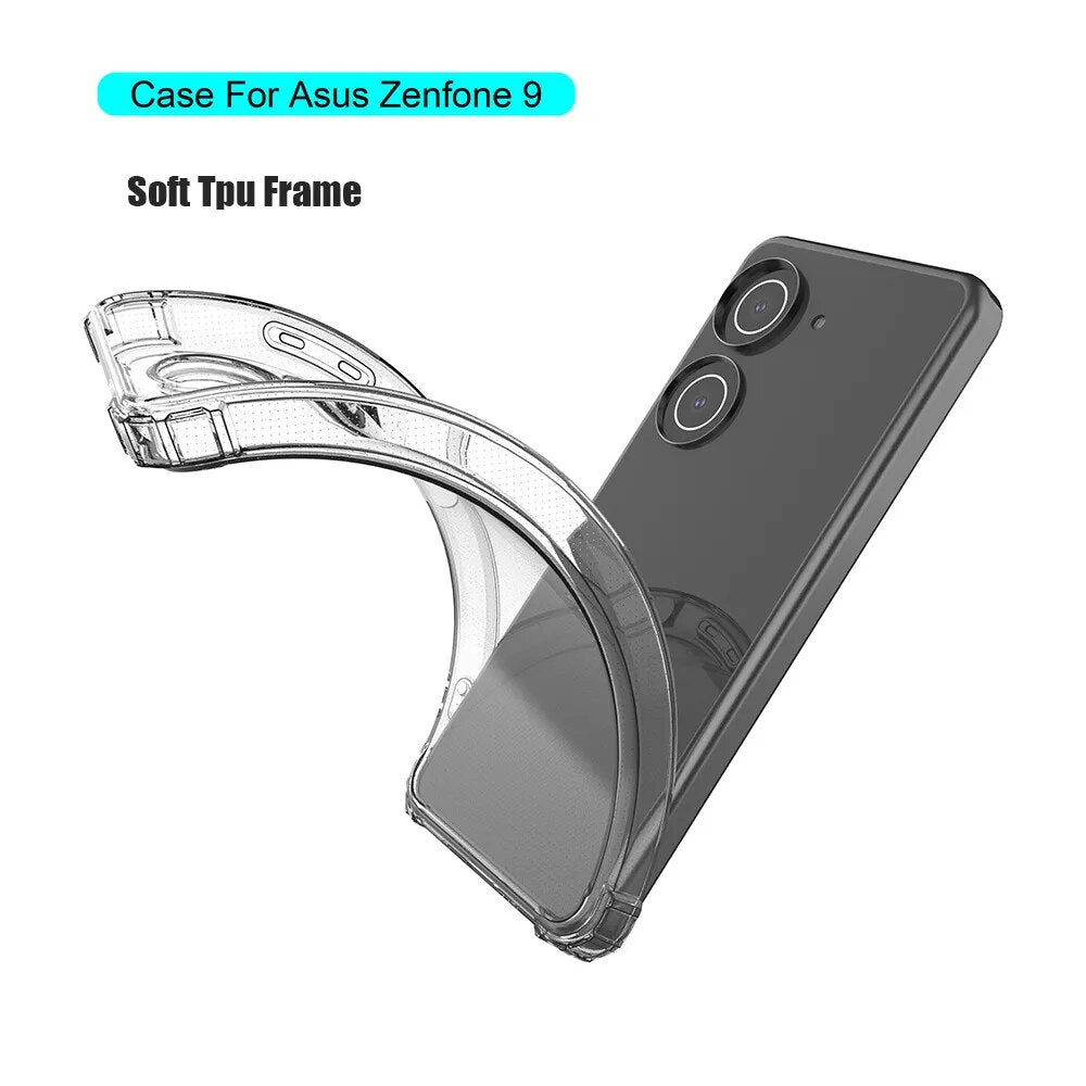 Deksel til Asus Zenfone 9 Zenfone10 Clear TPU Airbag Case Shockproof Transparent Casing Phone Cover For Asus Zenfone 10 Case