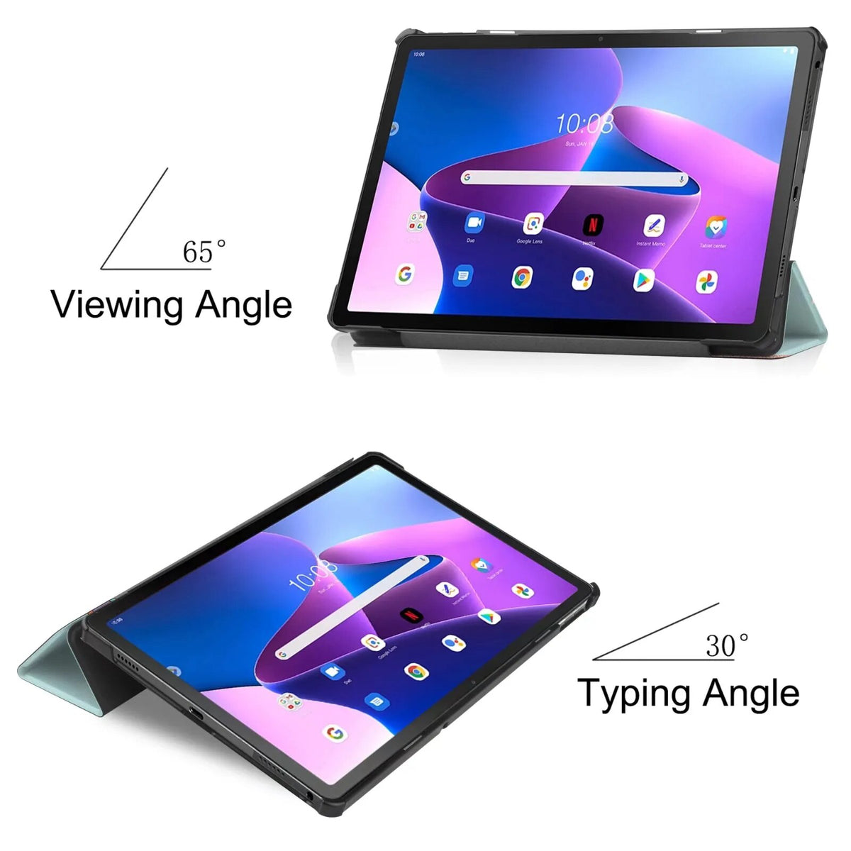 Deksel til Lenovo Tab M10 Plus 3rd Gen 10.6 TB-125F TB-128F Xiaoxin Pad 2022 Auto Wake-up Sleep Flip Case Ultra-Thin Stand Tablet Cover