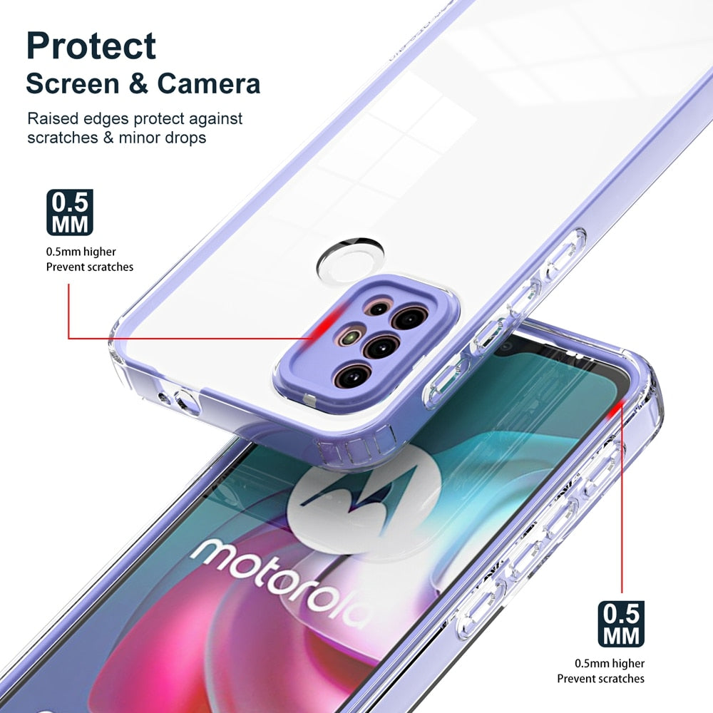 Deksel til Motorola MOTO G10 G20 G30 G31 G42 G22 E32 G73 Case Luxury Bumper Protector Frame Solid Color Clear Back Cover