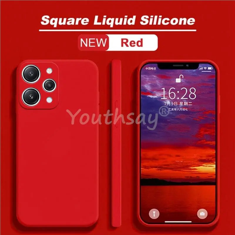 Deksel til Xiaomi Redmi 12 deksel Silicone Liquid For Redmi 12 deksel Plain Rubber TPU Protector Phone deksel Redmi 12 deksel