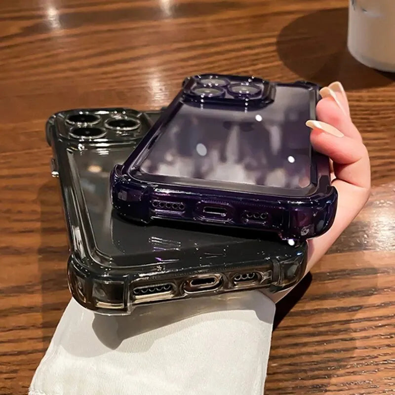 Deksel til iPhone 15 14 13 12 11 Pro Max 14 15 Plus Silicone Bumper Transparent Hard baksidedeksel