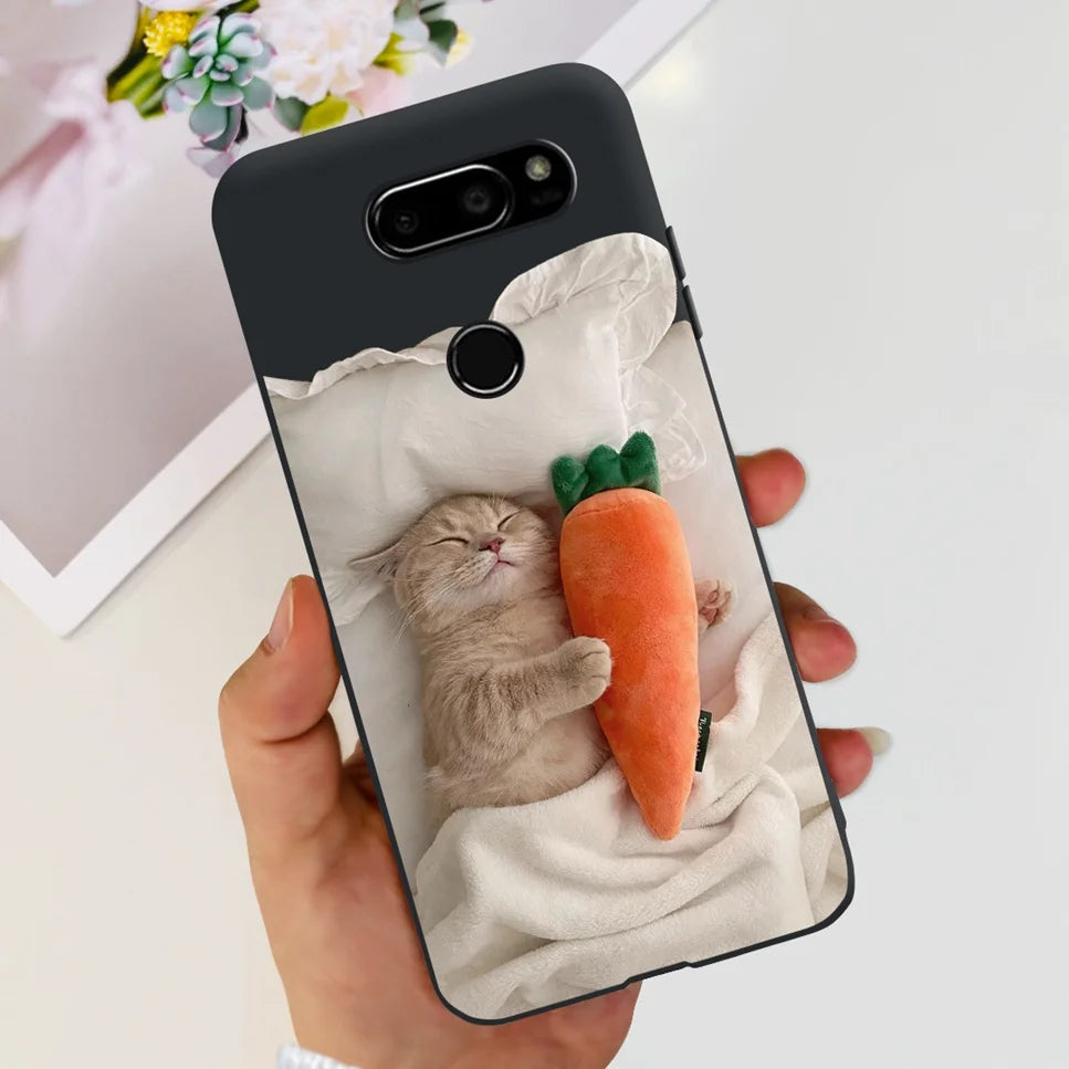 Deksel til LG V30 2017 Case Cute Cartoon Print Flower Soft Silicone TPU Black Cover For LG v30 H930 6.0" Bumper Phone Case Funda