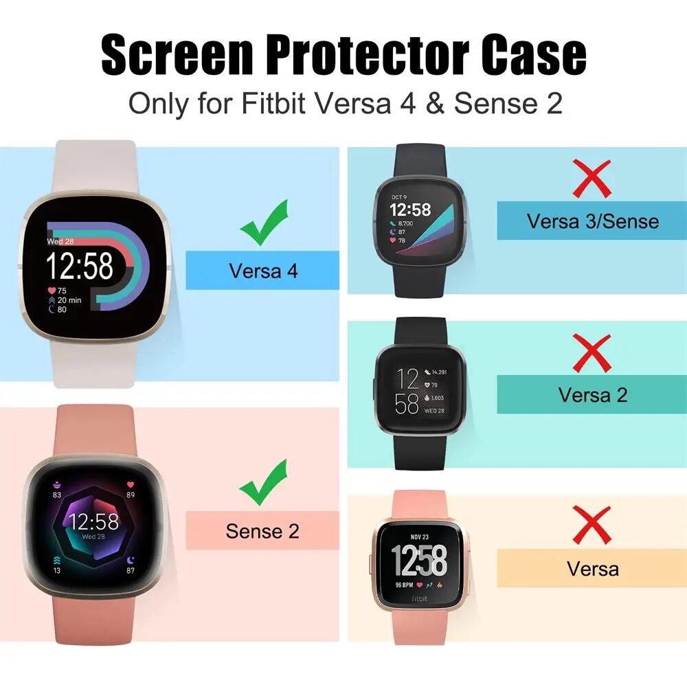 Deksel til Fitbit Versa 4 og Sense 2 heldekkende skjermbeskyttelse
