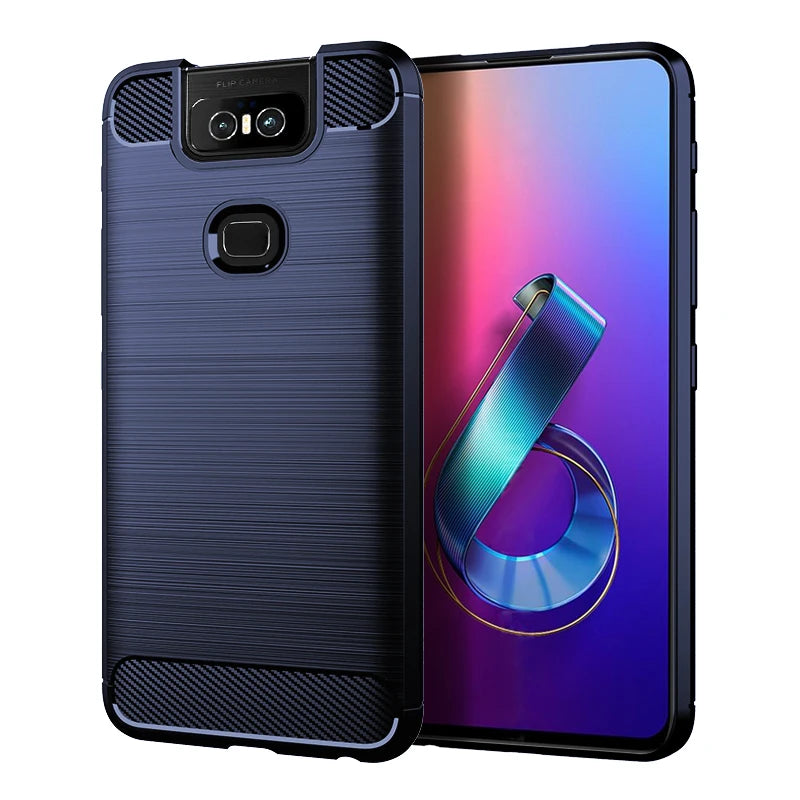 Deksel til Asus Zenfone 6 Case Shockproof Back Cover For zenfone 6z Soft Phone Cases for ASUS zs630kl Carbon Fiber Case Coque Fundas