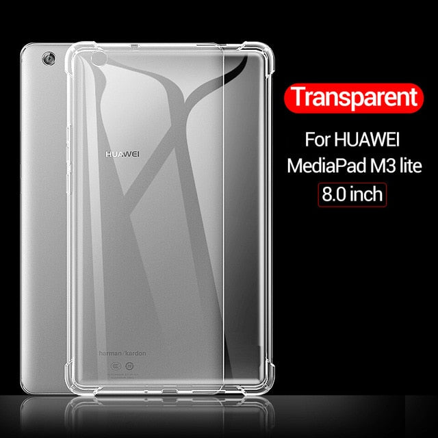 Deksel til Huawei MediaPad MatePad Pro T3 T5 M3 M5 M6 Lite 8.0 8.4 10 10.4 10.8 Transparent Rubber Back Cover