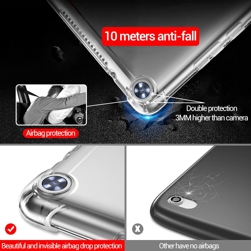 Deksel til Huawei MediaPad MatePad Pro T3 T5 M3 M5 M6 Lite 8.0 8.4 10 10.4 10.8 Transparent Rubber Back Cover