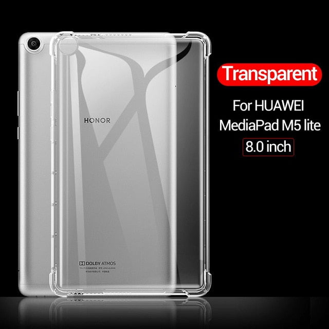 Deksel til Huawei MediaPad MatePad Pro T3 T5 M3 M5 M6 Lite 8.0 8.4 10 10.4 10.8 Transparent Rubber Back Cover