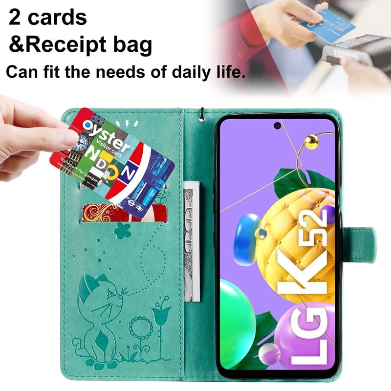 Deksel til LG K22 K40 K40S K41S K50 K50S K51 K51S K61 K42 K52 K92 5G K12 Plus 3D Flip Wallet Card Slot Stand Phone Cover