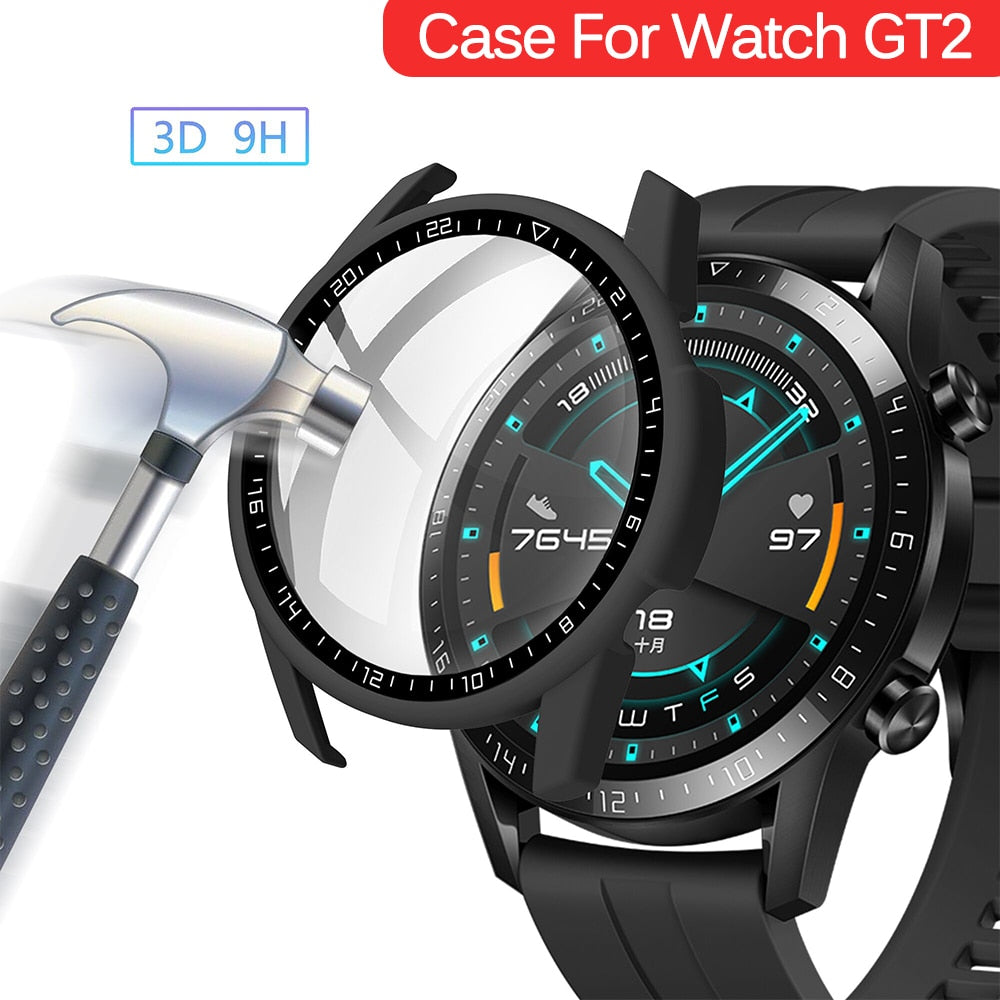 Deksel til Huawei Watch GT 2 46mm/42mm Accessories Full Coverage Bumper Screen Tempered Protector gt2 46mm 42mm Cover