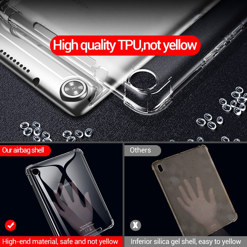 Deksel til Huawei MediaPad MatePad Pro T3 T5 M3 M5 M6 Lite 8.0 8.4 10 10.4 10.8 Transparent Rubber Back Cover