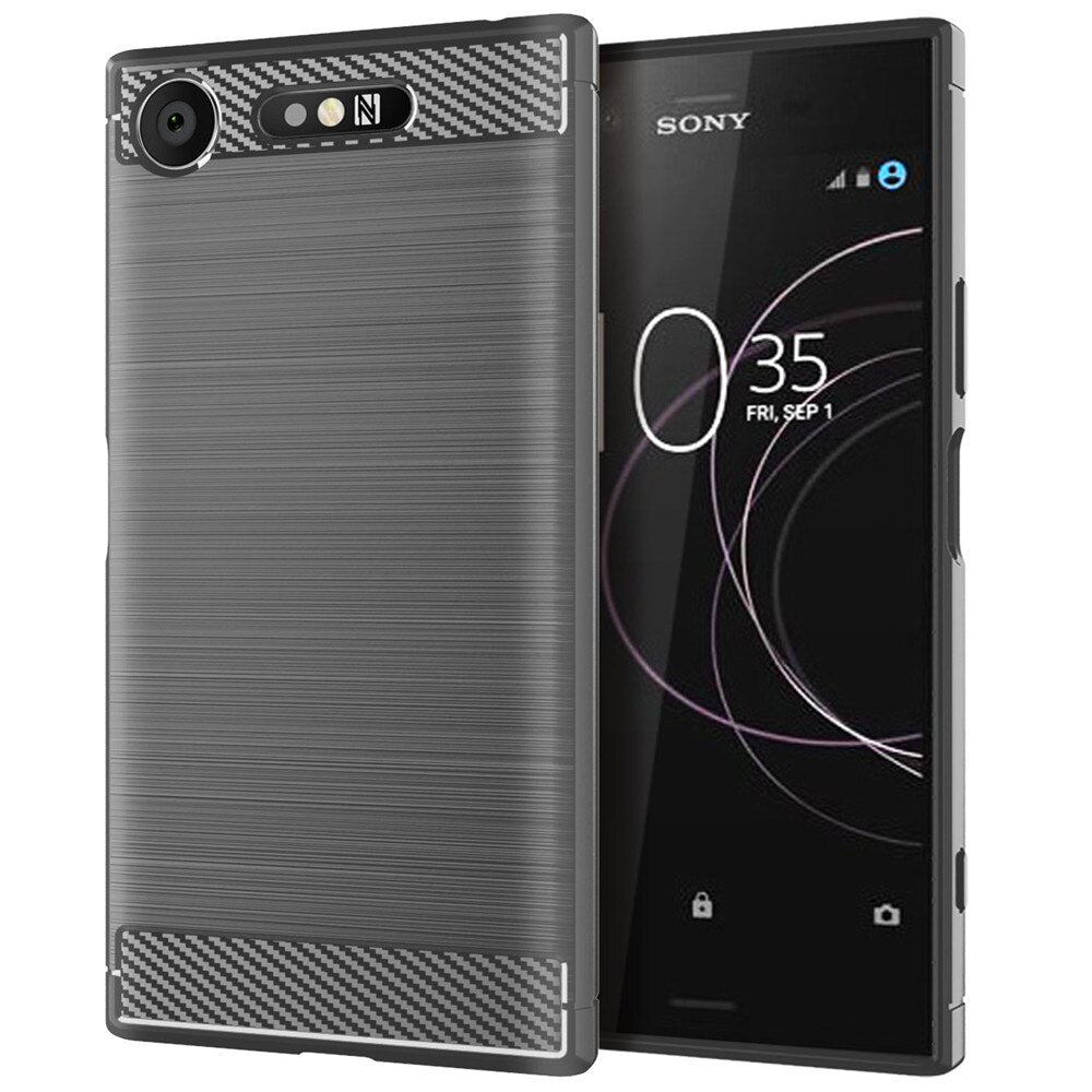 Deksel til Sony Xperia XZ1 Case Luxury Carbon Fiber Skin Full Soft Silicone Cover Case For Sony XZ1 Compact XZ1Compact Phone Cases