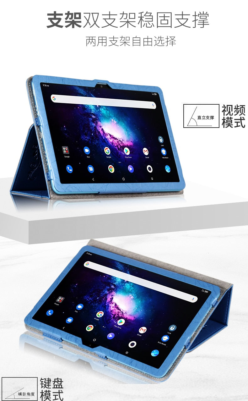 Deksel til TCL 10 Tab Max 4G 10.36 Android 9296G Tablet Case Print PU Leather Folding Stand with Hand Holder Magnetic Cover 9295G
