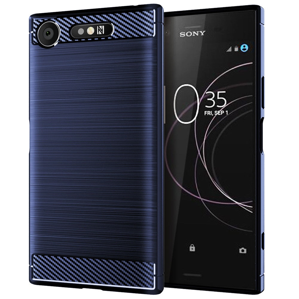 Deksel til Sony Xperia XZ1 Case Luxury Carbon Fiber Skin Full Soft Silicone Cover Case For Sony XZ1 Compact XZ1Compact Phone Cases