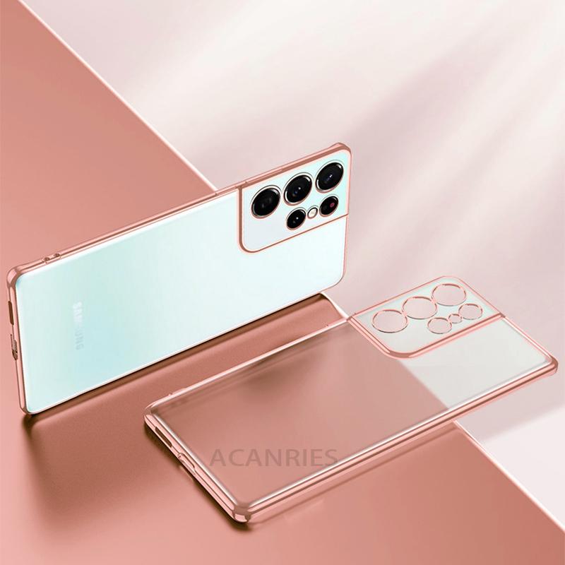 Deksel til Samsung Galaxy S21 Ultra S20 Plus S22 S 21 20 5g Camera Protect Transparent Silicone deksel