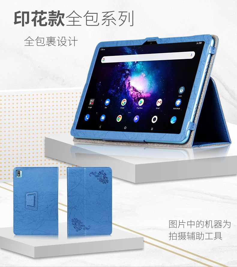 Deksel til TCL 10 Tab Max 4G 10.36 Android 9296G Tablet Case Print PU Leather Folding Stand with Hand Holder Magnetic Cover 9295G
